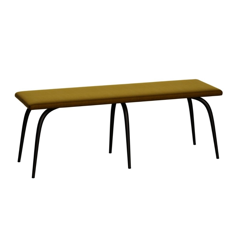 Banc Annie – Assise Uni Velours Jaune Ocre - Pieds Noirs
