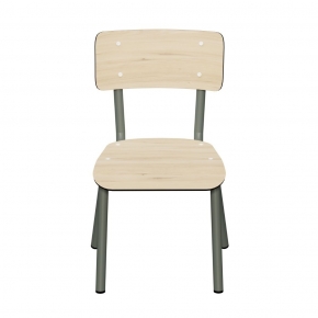 Chaise d’écolier Enfant Little Suzie – Dossier & Assise Uni Bois Clair - Pieds Kaki