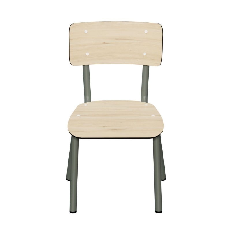 Chaise d’écolier Enfant Little Suzie – Dossier & Assise Uni Bois Clair - Pieds Kaki