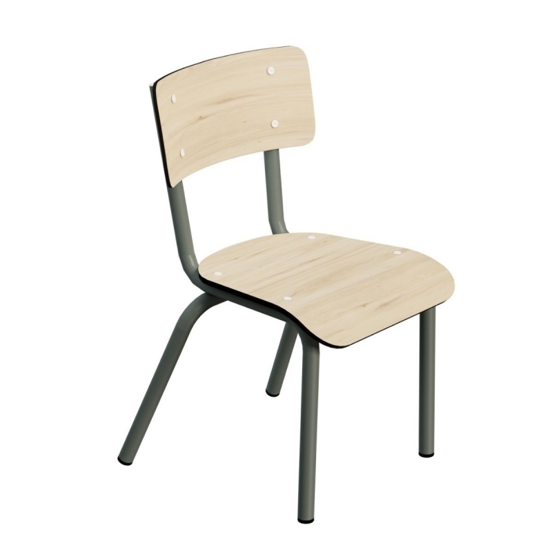 Chaise d’écolier Enfant Little Suzie – Dossier & Assise Uni Bois Clair - Pieds Kaki