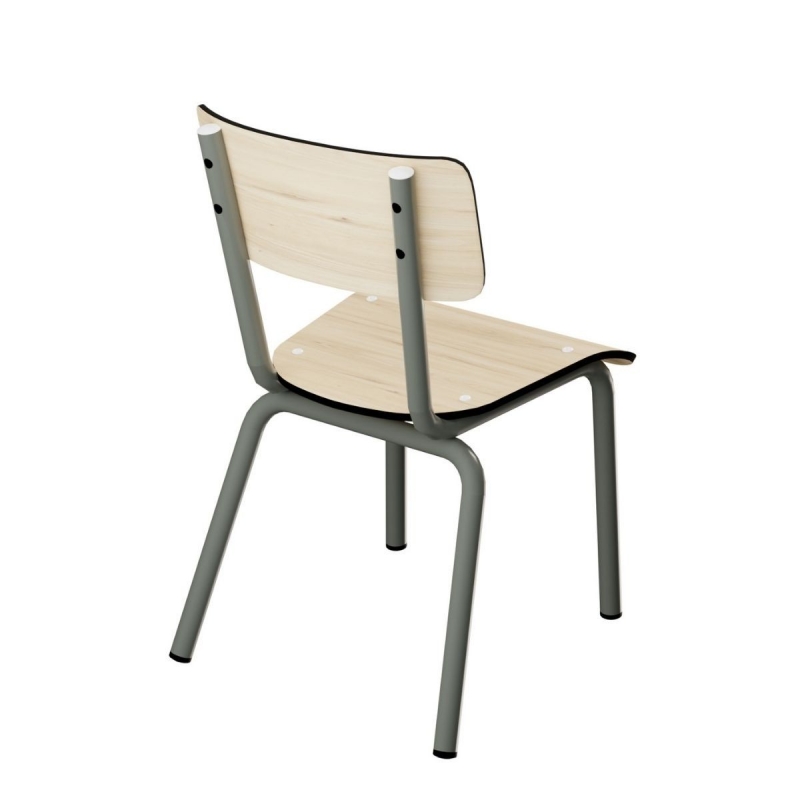 Chaise d’écolier Enfant Little Suzie – Dossier & Assise Uni Bois Clair - Pieds Kaki