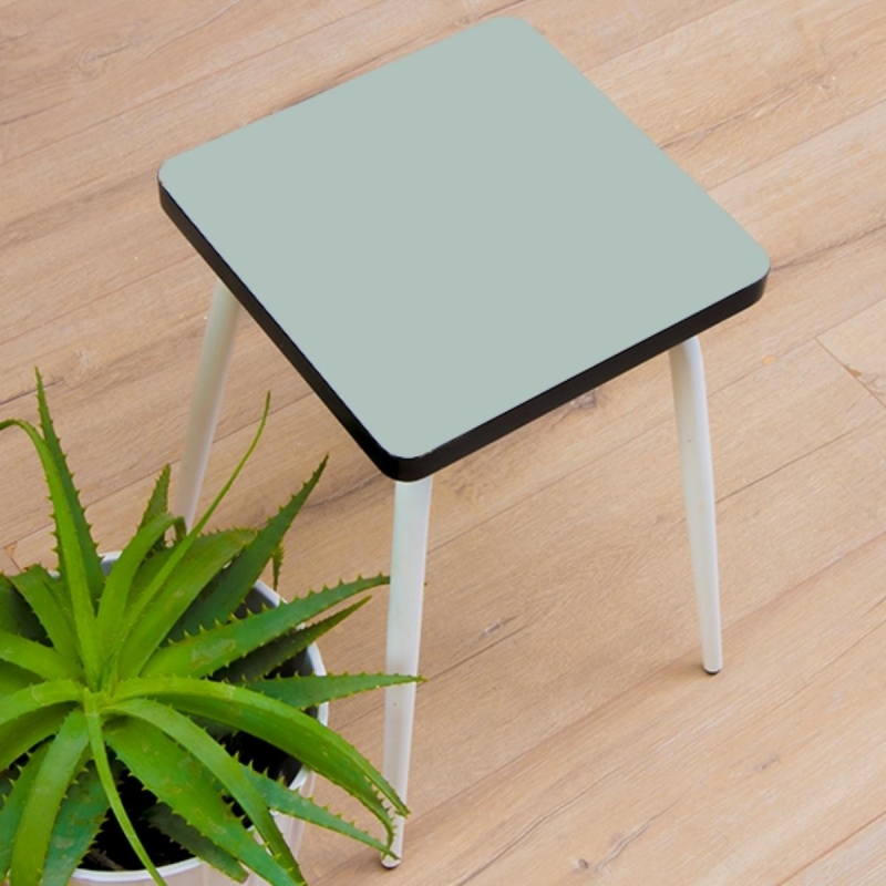 Tabouret Marcel 45 cm – Stratifié uni Menthe - Pieds Blancs