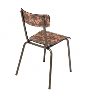 Chaise d’écolier Adulte Suzie Stratifié Dossier & Assise imprimé Fleurs d’Automne - Pieds Bruts