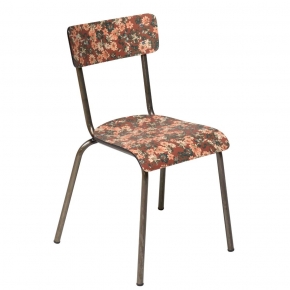 Chaise d’écolier Adulte Suzie Stratifié Dossier & Assise imprimé Fleurs d’Automne - Pieds Bruts