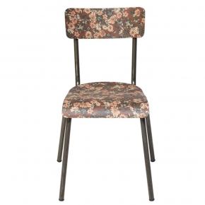 Chaise d’écolier Adulte Suzie Stratifié Dossier & Assise imprimé Fleurs d’Automne - Pieds Bruts