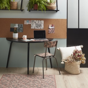 Chaise d’écolier Adulte Suzie Stratifié Dossier & Assise imprimé Fleurs d’Automne - Pieds Bruts