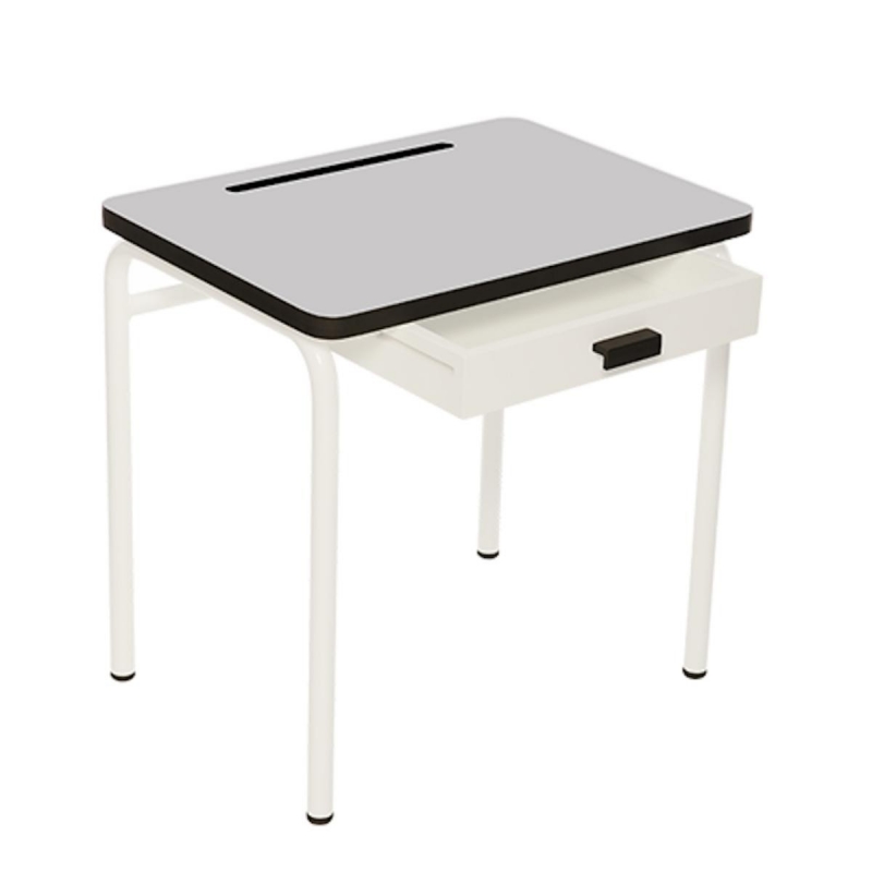 Bureau d’écolier enfant Régine – Uni Gris Perle - Pieds Blancs