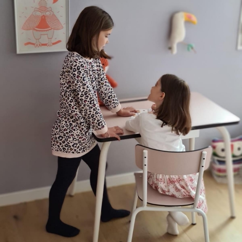 Bureau d’écolier Enfant Romy – uni Rose Poudré - Pieds Blancs
