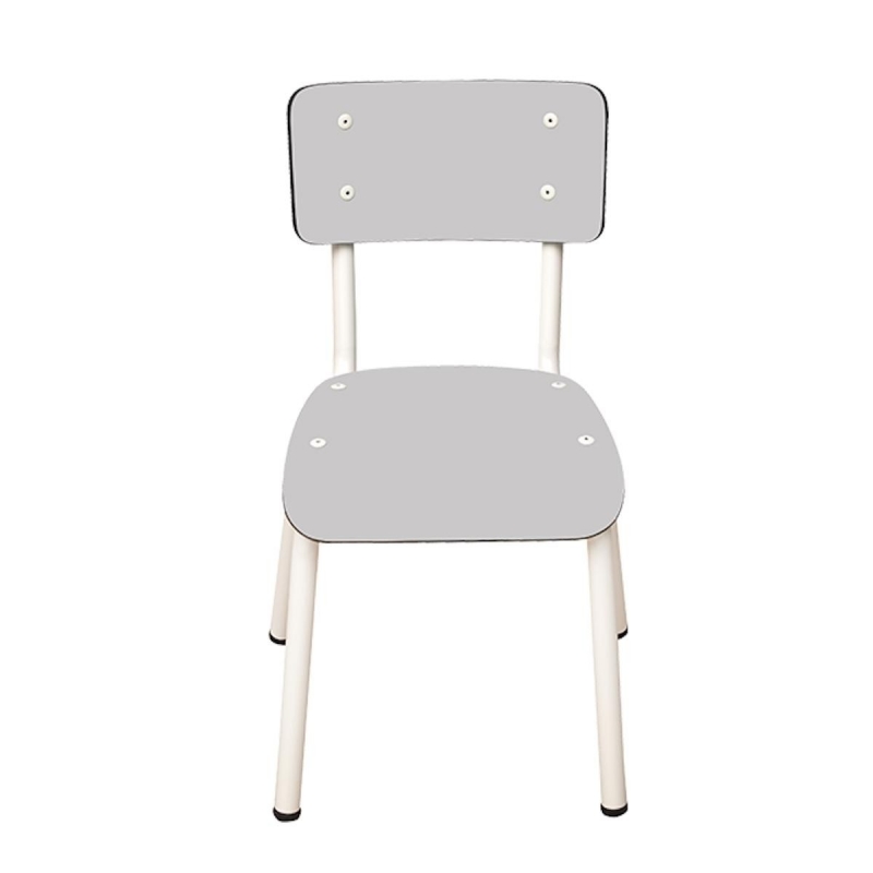 Chaise d’écolier Enfant Little Suzie – Dossier & Assise Uni Gris Perle - Pieds Blancs