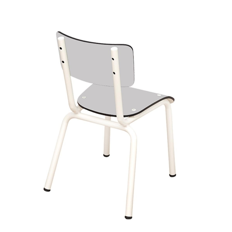 Chaise d’écolier Enfant Little Suzie – Dossier & Assise Uni Gris Perle - Pieds Blancs