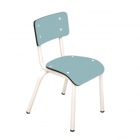 Chaise d’écolier Enfant Little Suzie – Dossier & Assise Uni Bleu Jade - Pieds Blancs