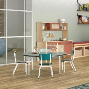 Chaise d’écolier Enfant Little Suzie – Dossier & Assise Uni Bleu Jade - Pieds Blancs