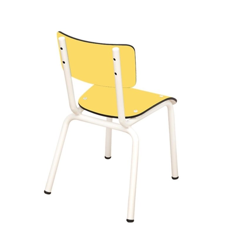 Chaise d’écolier Enfant Little Suzie – Dossier & Assise Uni Jaune Citron - Pieds Blancs