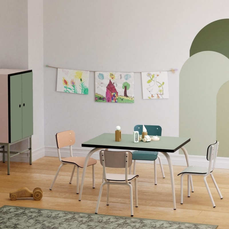 Chaise d’écolier Enfant Little Suzie – Dossier & Assise Uni Menthe - Pieds Blancs