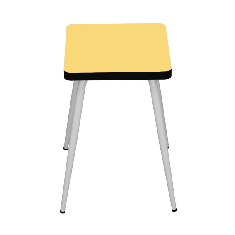 Tabouret Marcel 45 cm – Stratifié Uni Jaune Citron - Pieds Blancs