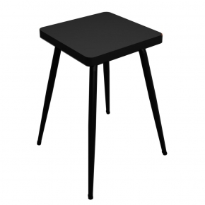 Tabouret Marcel 45 cm – Stratifié Uni Assise Noir - Pieds Noirs