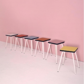 Tabouret Marcel 45 cm – Stratifié Uni Assise Noir - Pieds Noirs