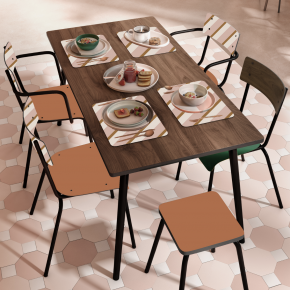 Table Retro Véra 120x70 – imprimé Bois Foncé - Pieds Noirs