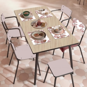 Table Retro Véra 120×70 – imprimé Chêne Clair Pieds Bruts