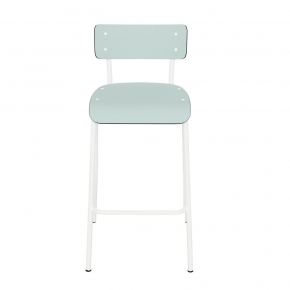 Chaise de bar Suzie 65cm – uni Dossier & Assise Menthe - Pieds Blancs