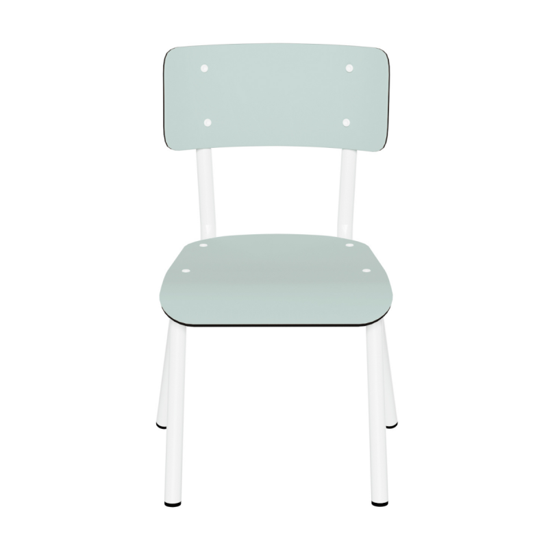 Chaise d’écolier Enfant Little Suzie – Dossier & Assise Uni Menthe - Pieds Blancs