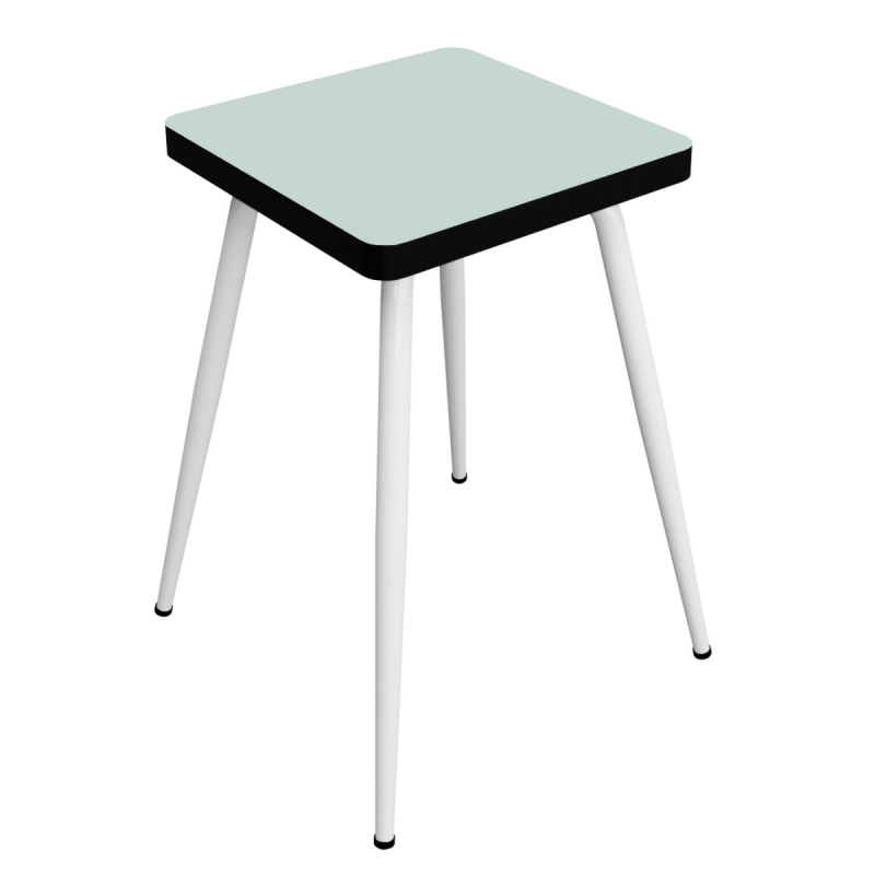 Tabouret Marcel 45 cm – Stratifié uni Menthe - Pieds Blancs