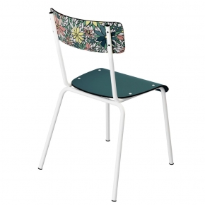 Chaise d’écolier Adulte Suzie bicolore Stratifié Dossier Happy & Assise Bleu Canard - Pieds Blancs
