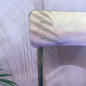 Chaise d’écolier Adulte Suzie Dossier imprimé Sky & Assise Simili Cuir Bleu Marine - Pieds Bruts