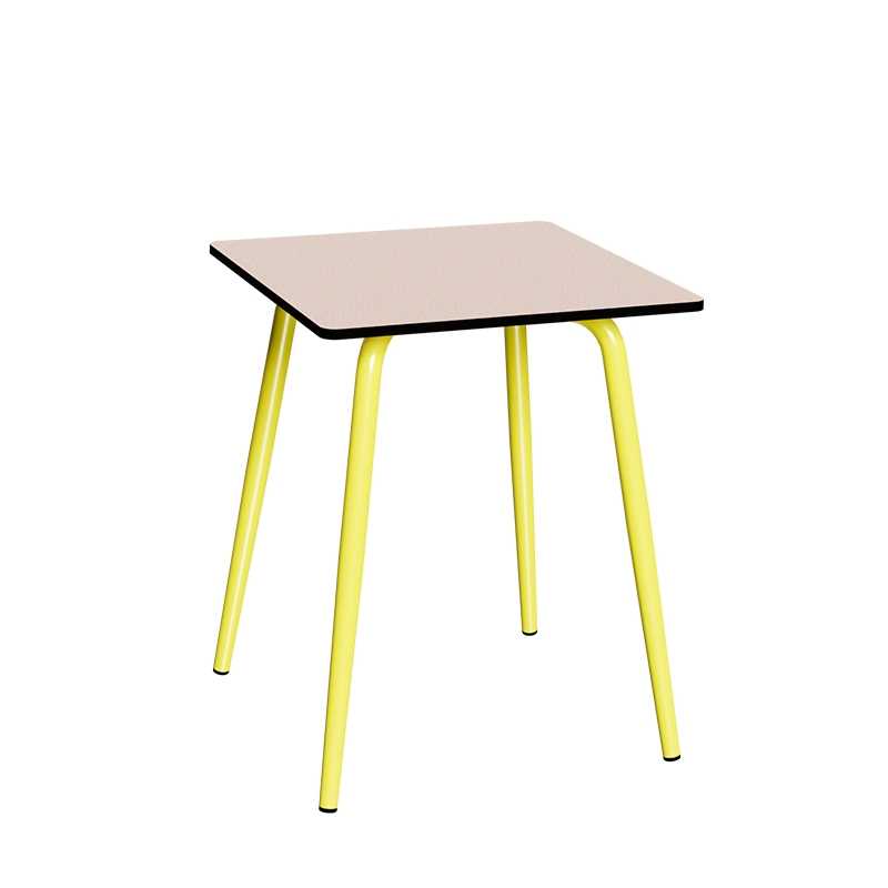 Table de jardin Sun – Uni Rose - Pieds Jaune Fluo - 65x65