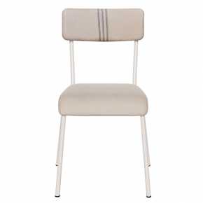 Chaise d’écolier Adulte Suzie Dossier Coton One Stripe & Assise Velours Écru - Pieds Blancs