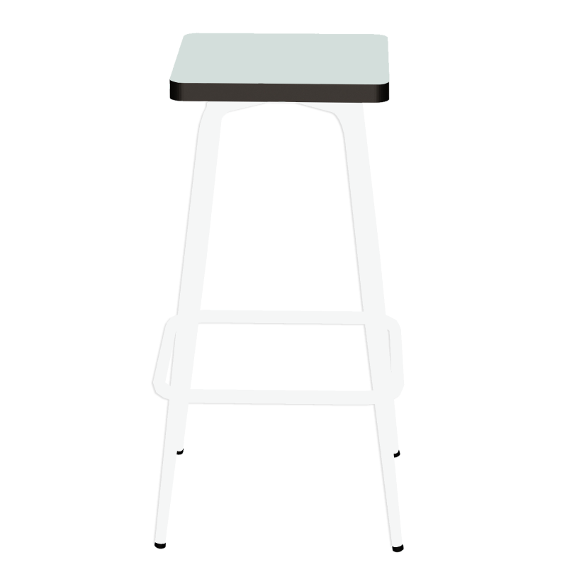 Tabouret de bar Marcel 65 cm – Assise uni Menthe - Pieds Blancs