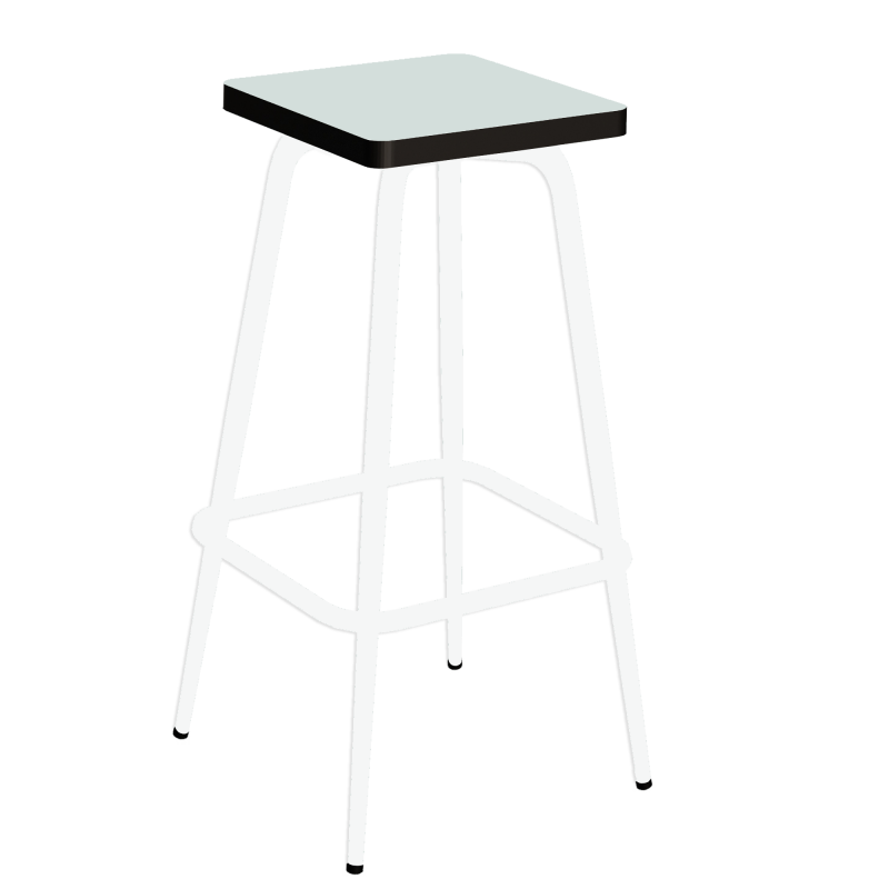 Tabouret de bar Marcel 65 cm – Assise uni Menthe - Pieds Blancs