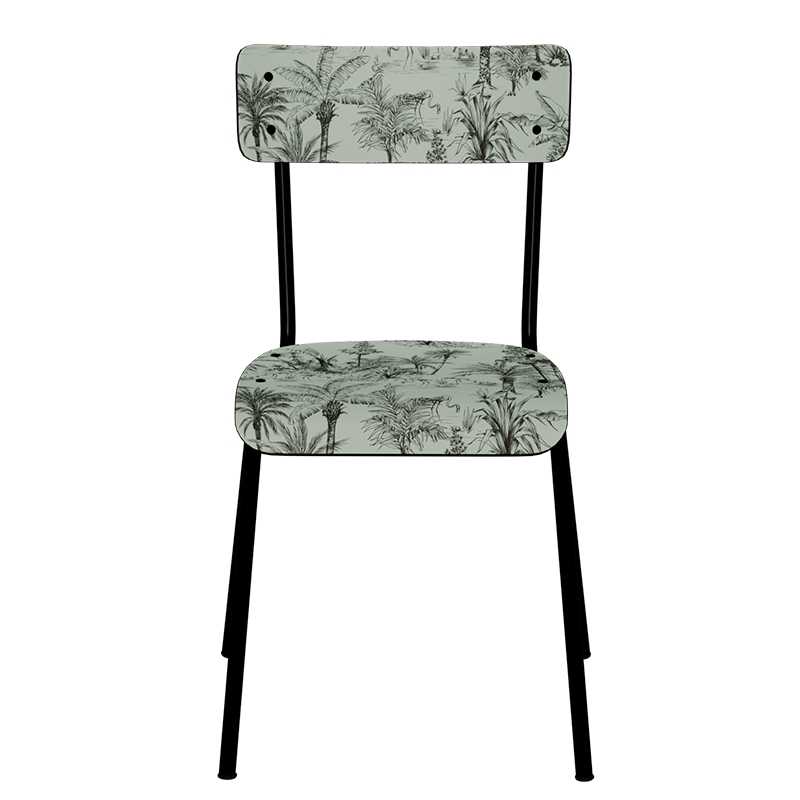Chaise d’écolier Adulte Suzie Stratifié Dossier & Assise imprimé Oasis Kaki - Pieds Noirs