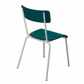 Chaise d’écolier Adulte Suzie Stratifié Dossier & Assise uni Bleu Canard - Pieds Blancs