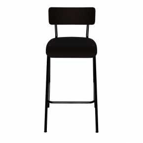 Chaise de bar Suzie 65cm – uni Dossier & Assise Noir - Pieds Noirs