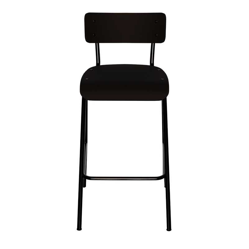 Chaise de bar Suzie 65cm – uni Dossier & Assise Noir - Pieds Noirs