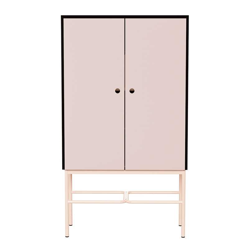 Cabinet de rangement Elienor - Grand modèle - Rose Poudré - Rose Poudré - Pieds Rose Poudré