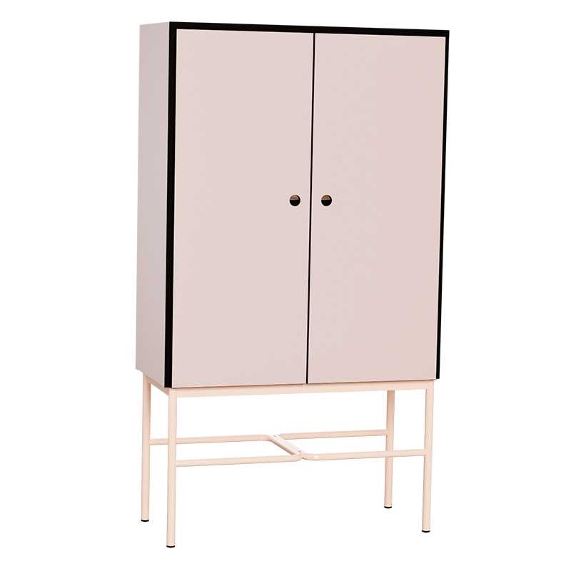 Cabinet de rangement Elienor - Grand modèle - Rose Poudré - Rose Poudré - Pieds Rose Poudré