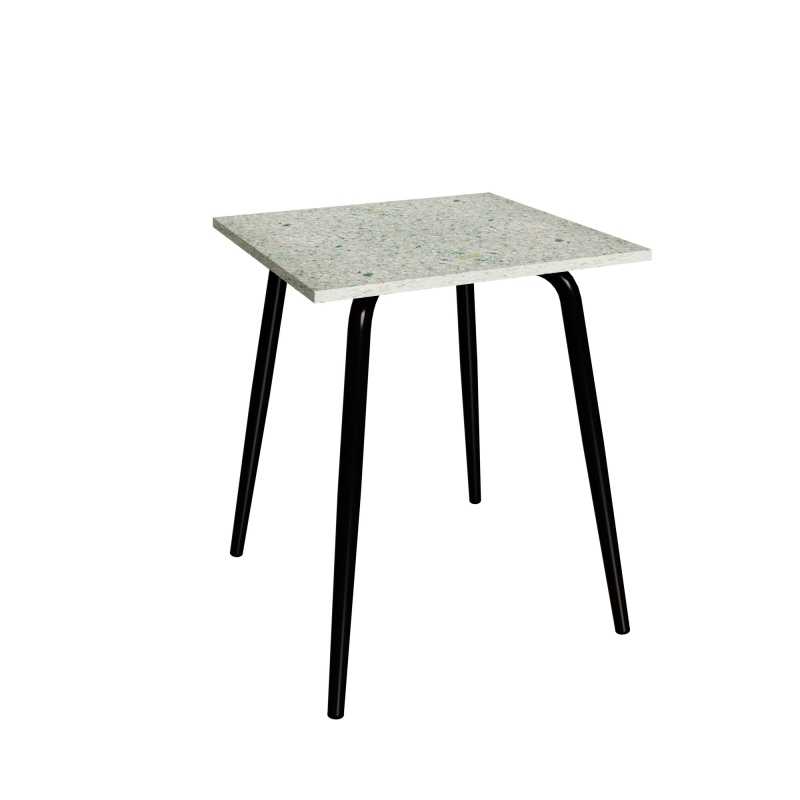 Table en Plastique Recyclé Vert - Pieds Noirs - 65x60