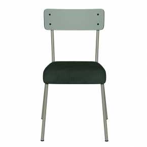 Chaise d’écolier Adulte Suzie bi-matière Dossier Kaki & Assise Velours côtelé Vert Forêt - Pieds Kaki