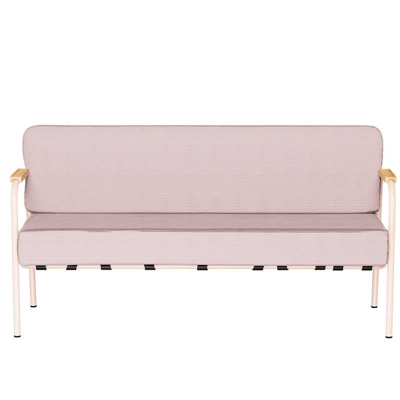 Canapé Barnabé – Dossier & Assise Velours côtelé Rose poudré - Pieds Rose poudré