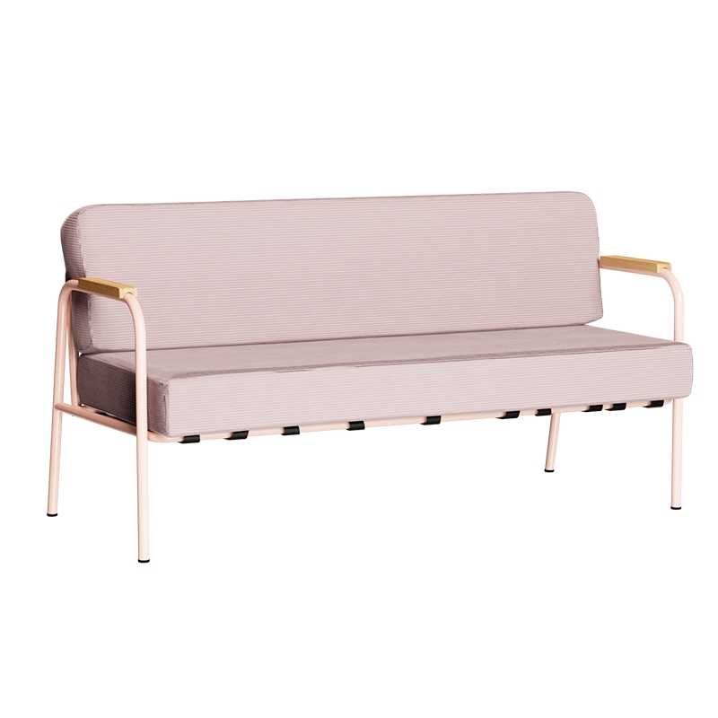 Canapé Barnabé – Dossier & Assise Velours côtelé Rose poudré - Pieds Rose poudré