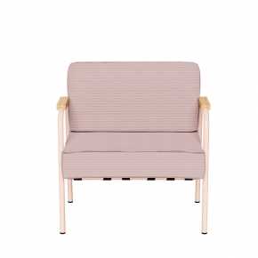 Fauteuil Barnabé - uni Dossier & Assise Velours côtelé Rose poudré - Pieds Rose poudré
