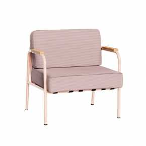 Fauteuil Barnabé - uni Dossier & Assise Velours côtelé Rose poudré - Pieds Rose poudré