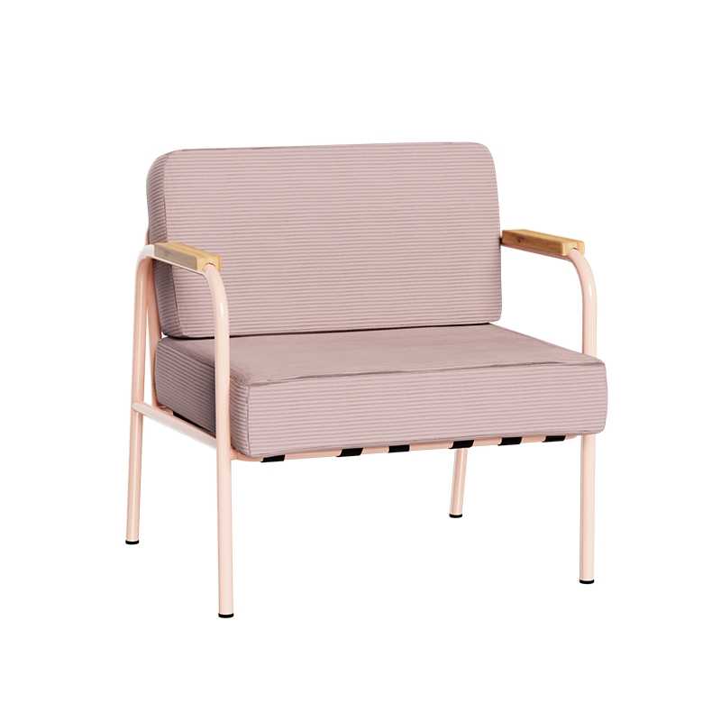 Fauteuil Barnabé - uni Dossier & Assise Velours côtelé Rose poudré - Pieds Rose poudré
