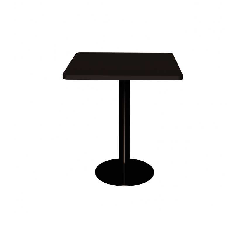 Table Retro Véra - Stratifié Uni Noir - Pied Central Noir - 70x70