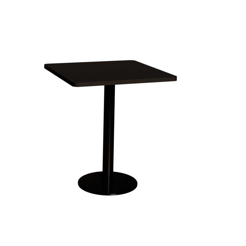 Table Retro Véra - Stratifié Uni Noir - Pied Central Noir - 70x70