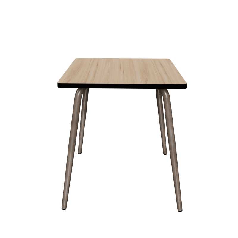Table Retro Véra Carrée 70x70 – Imprimé Bois Clair - Pieds Bruts