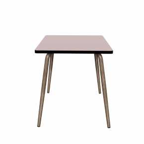 Table Retro Véra Carrée 70x70 – Stratifié uni Rose Poudré - Pieds Bruts