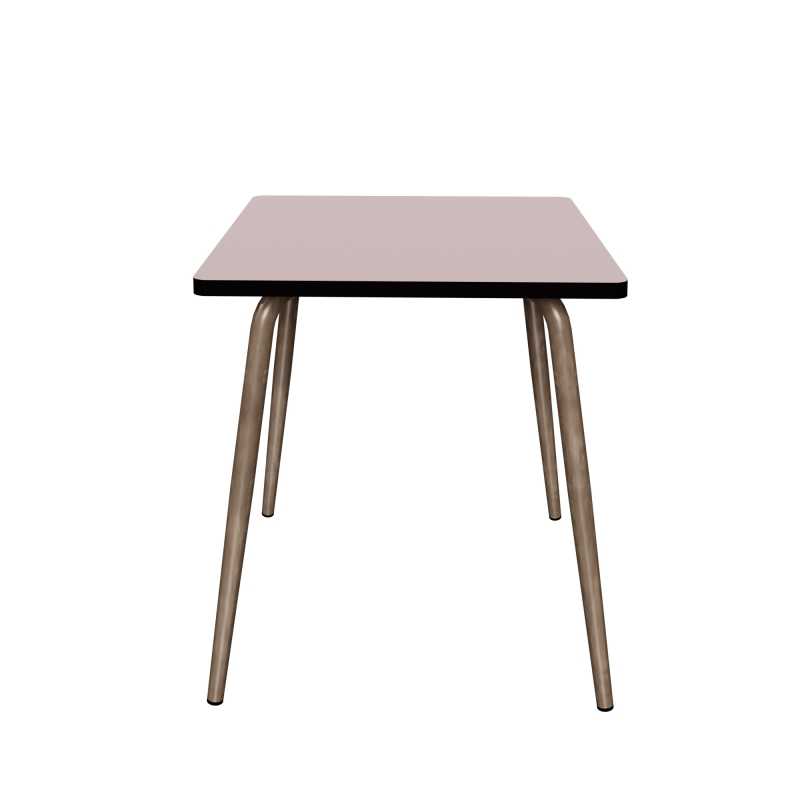 Table Retro Véra Carrée 70x70 – Stratifié uni Rose Poudré - Pieds Bruts